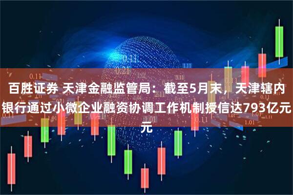 百胜证券 天津金融监管局：截至5月末，天津辖内银行通过小微企业融资协调工作机制授信达793亿元